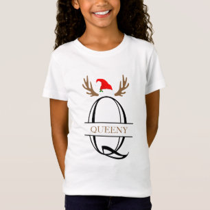 T-Shirt Lettre de Noël personnalisée Q Monogramme fraction