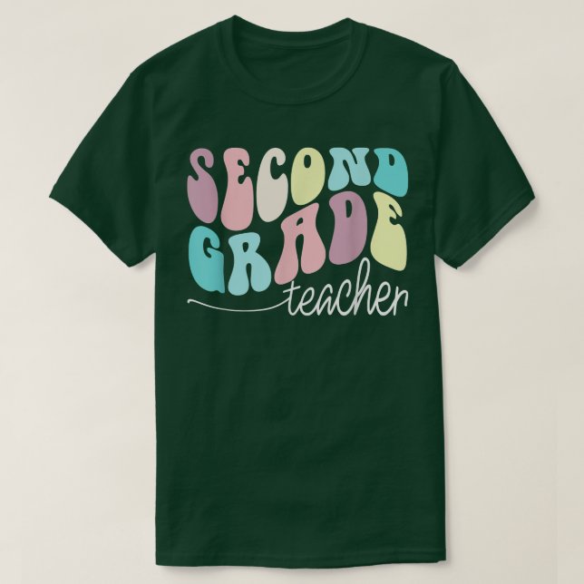 T-shirt Lettre d'enseignant rétro de 2e année (Design devant)