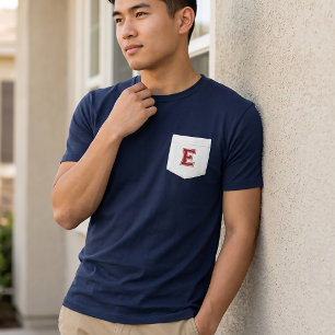 T-shirt Lettre E - Alphabet de nom initial Pochette latéra