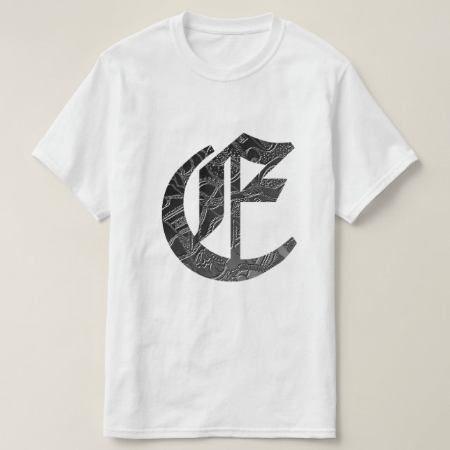 T-shirt Lettre "E" dans le style gothique (Design devant)