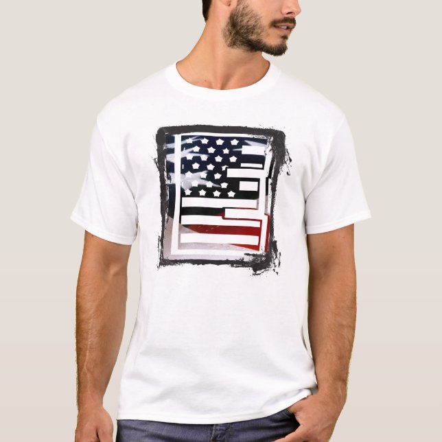 T-shirt Lettre E Monogramme Initial USA (Devant)