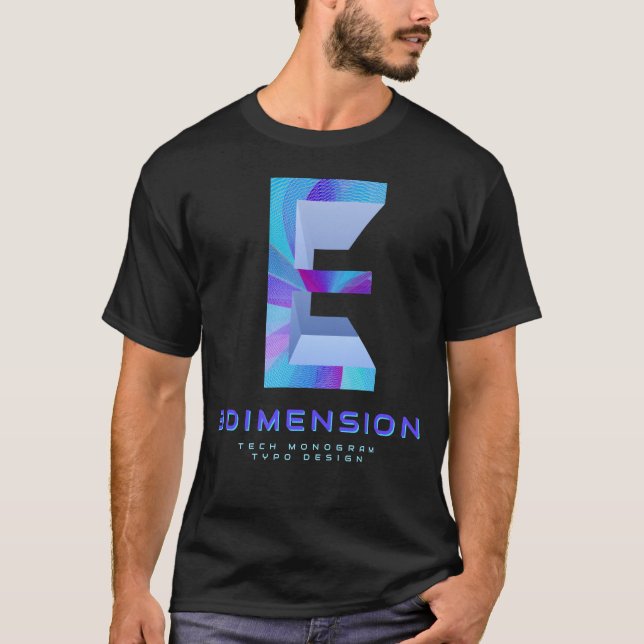 T-shirt Lettre E Tech 3D Monogramme Moderne Élégant (Devant)