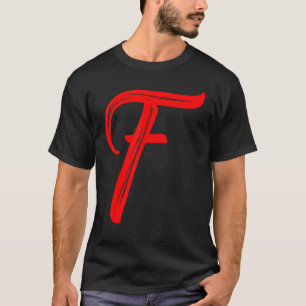 T-shirt Lettre F Alphabet Grande Initiale Graphique Rouge
