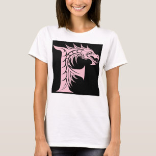 T-shirt Lettre F de style dragon, Alphabet Dragon, Monogra