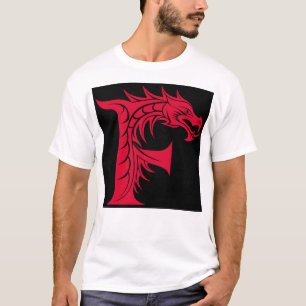 T-shirt Lettre F de style dragon, Alphabet Dragon, Monogra