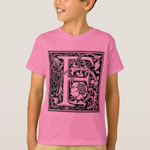 T-shirt Lettre F Monogramme médiéval Art Nouveau