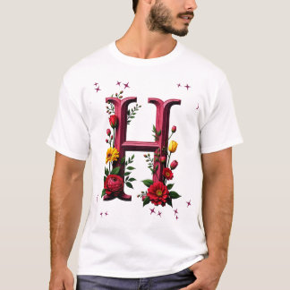 T-shirt Lettre florale "I" illustrée