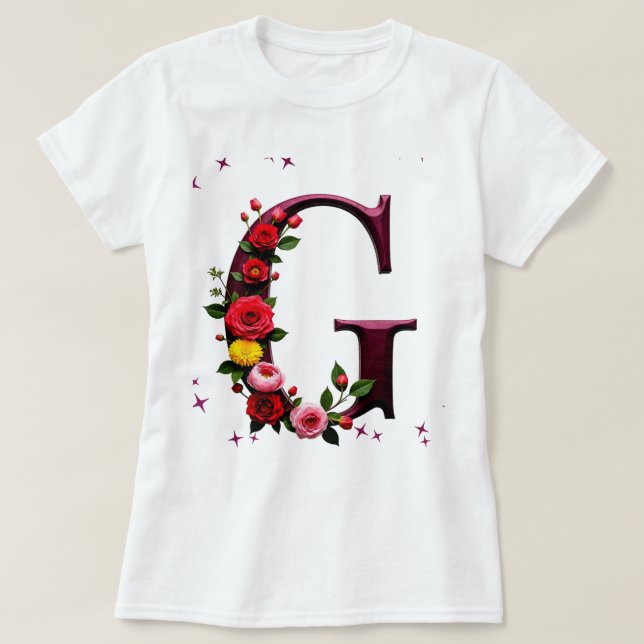 T-shirt Lettre florale illustrée "G" (Design devant)