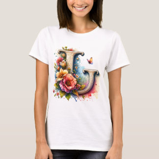 T-shirt Lettre florale illustrée "J"