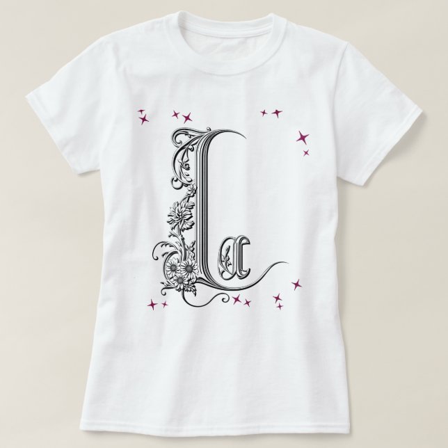 T-shirt Lettre florale illustrée "L" (Design devant)