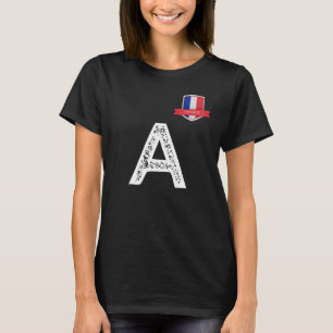 T-SHIRT LETTRE FRANÇAISE HUMANITAIRE A FRANÇAISE BLEUE