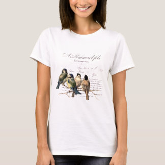 T-shirt Lettre française vintage et oiseaux