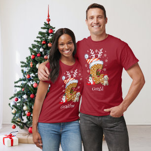 T-shirt Lettre G de pain d'épice de Noël de famille corres