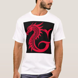 T-shirt Lettre G de style dragon, alphabet du dragon, mono