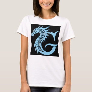 T-shirt Lettre G de style dragon, alphabet du dragon, mono