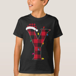 T-shirt Lettre géniale Y Nom initial Buffalo Plaid Christ