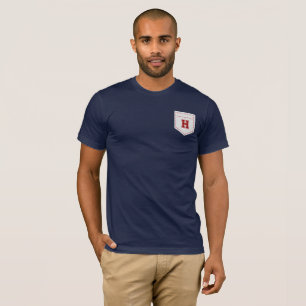 T-shirt Lettre H - Nom initial Alphabet Pocket Côté gauche