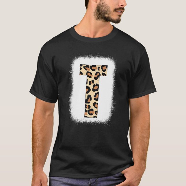 T-shirt Lettre imprimée T Lettre initiale T Leopard B (Devant)