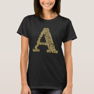 T-shirt Lettre initiale A monogramme or 1