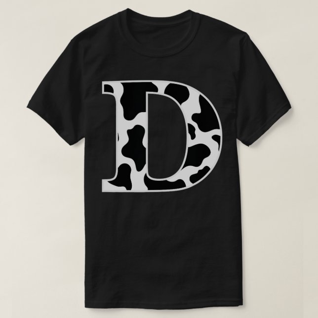 T-shirt Lettre initiale D en noir et blanc (Design devant)