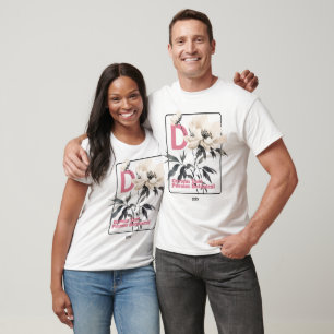 T-shirt Lettre initiale de monogramme personnalisé blanc b