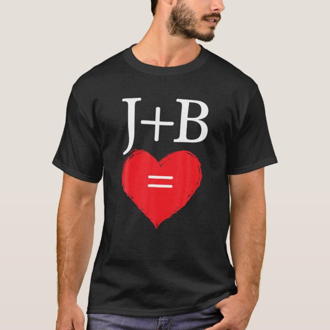 T-shirt LETTRE INITIALE J PLUS B Couples Amoureux Monogram (Devant)