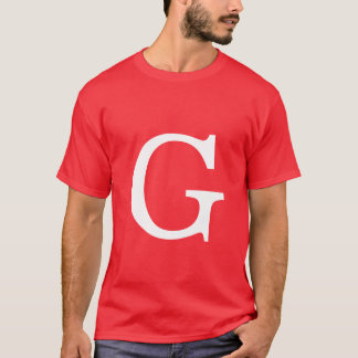 T-shirt Lettre initiale monogramme rouge blanc simple