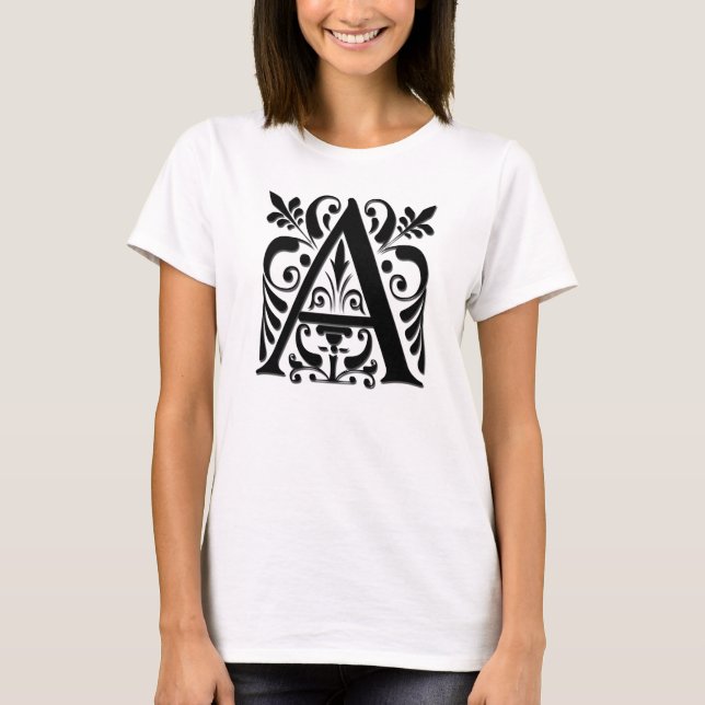 T-shirt Lettre initiale Monogramme - style de coupe de pap (Devant)