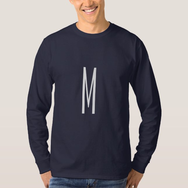 T-shirt Lettre initiale Monogramme Style moderne Marine Bl (Devant)