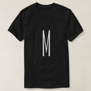 T-shirt Lettre initiale Monogramme Style moderne Noir & Bl