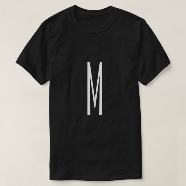 T-shirt Lettre initiale Monogramme Style moderne Noir & Bl (Design devant)