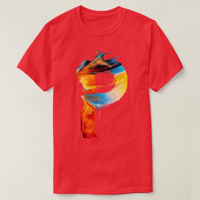 T-shirt Lettre initiale peinte couleur P (Design devant)
