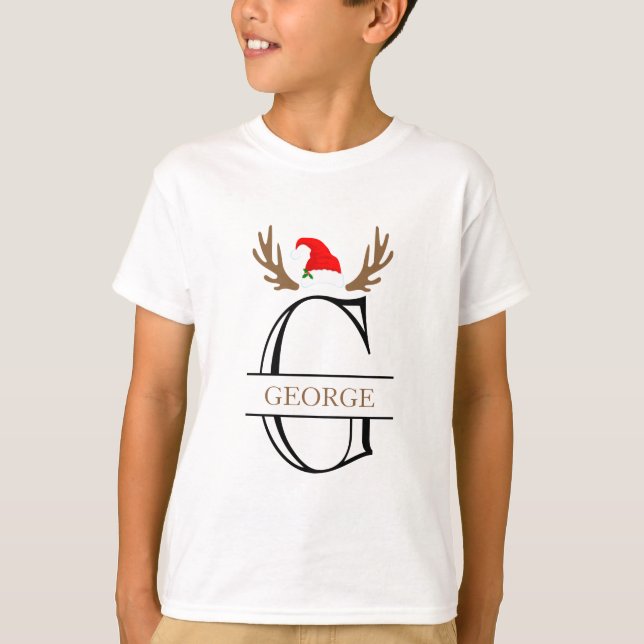 T-shirt Lettre initiale personnalisée G Xmas Casquette Ant (Devant)