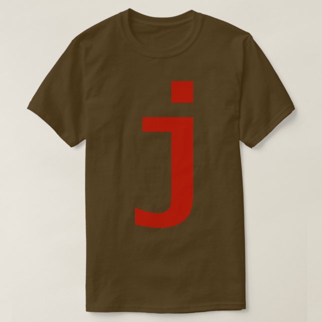 T-shirt Lettre j en texte rouge Typographie minimale (Design devant)