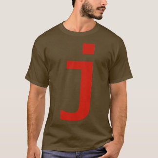 T-shirt Lettre j en texte rouge Typographie minimale