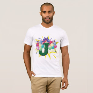 T-shirt Lettre J Monogramme de Célébration avec Ballons