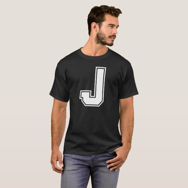 T-shirt Lettre J University Style Alphabet personnalisé (Devant entier)