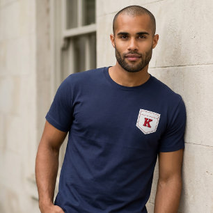 T-shirt Lettre K - Alphabet de nom initial Pochette latéra