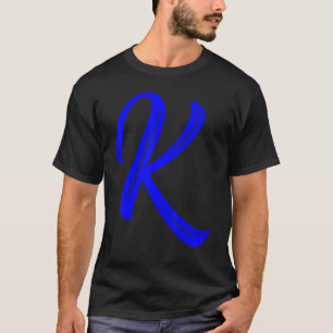 T-shirt Lettre K Alphabet Grand bleu Graphique initial