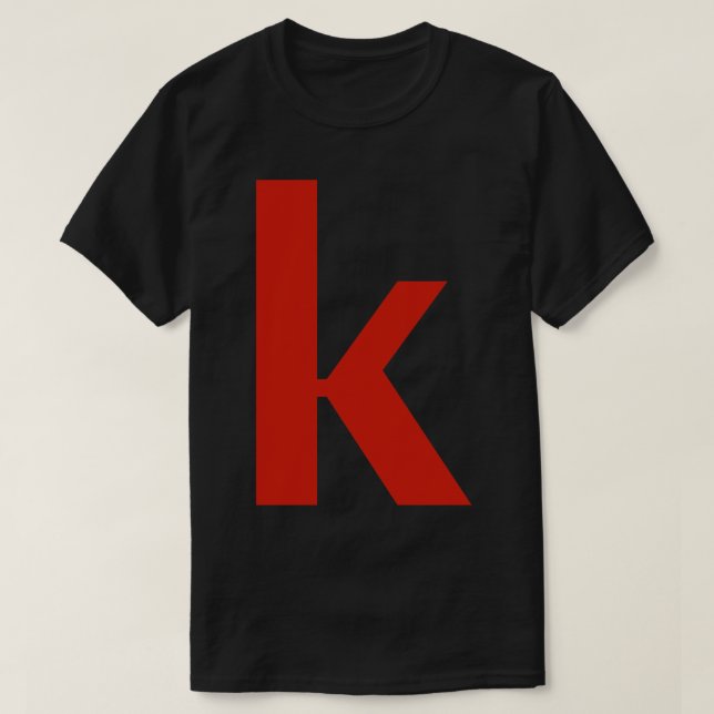 T-shirt Lettre k en texte rouge Typographie minimale (Design devant)