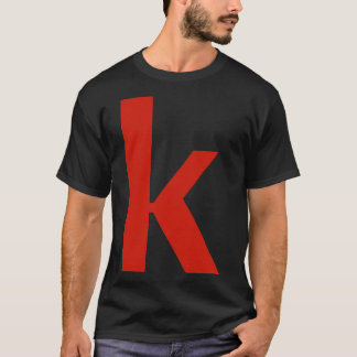T-shirt Lettre k en texte rouge Typographie minimale