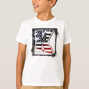 T-shirt Lettre K Monogramme Initial USA