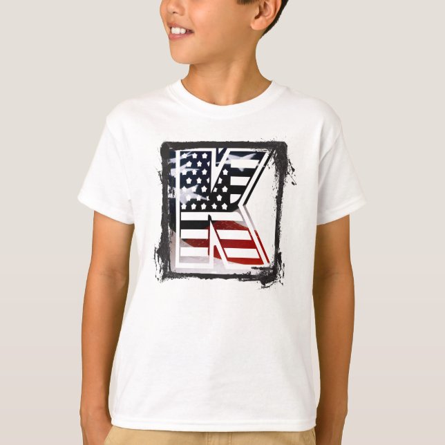 T-shirt Lettre K Monogramme Initial USA (Devant)