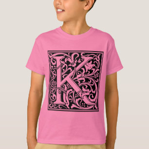 T-shirt Lettre K Monogramme médiéval Art Nouveau