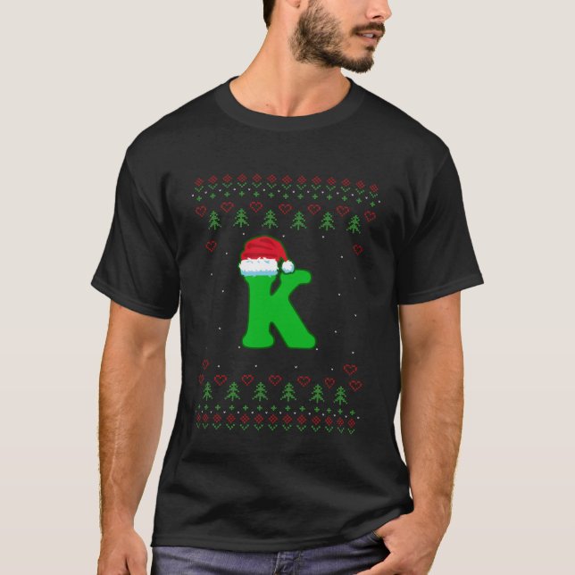 T-shirt Lettre K Père Noël Père Noël Casquette Alphabet du (Devant)