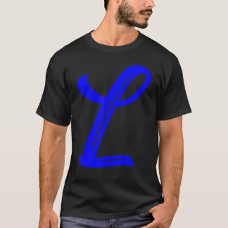 T-shirt Lettre L Alphabet Grand Bleu Graphique Initial