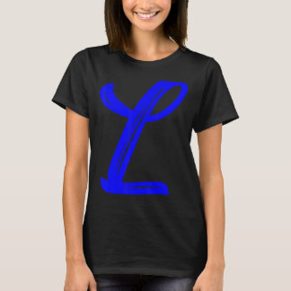 T-shirt Lettre L Alphabet Grand Bleu Graphique Initial