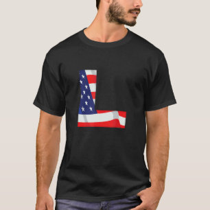 T-shirt Lettre L alphabet majuscule U.S. American Flag Mon
