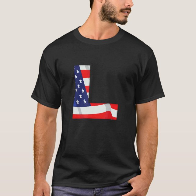 T-shirt Lettre L alphabet majuscule U.S. American Flag Mon (Devant)