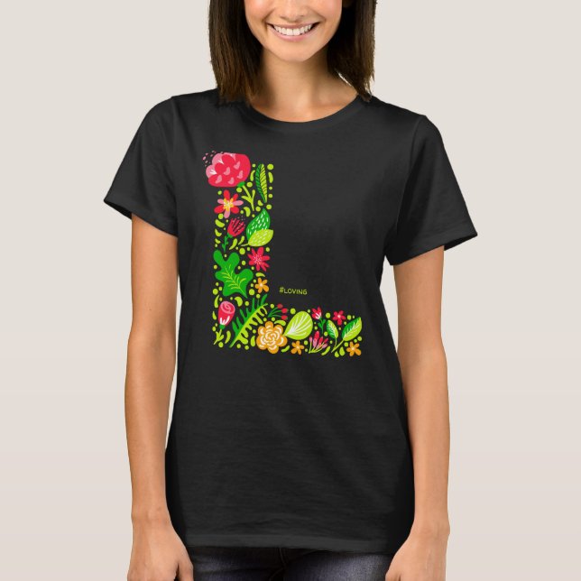 T-shirt lettre L en fleurs (Devant)